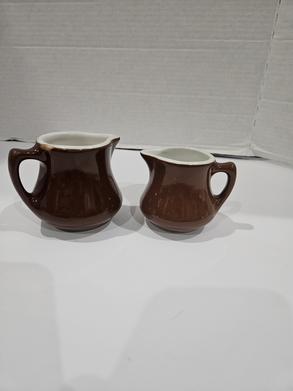 Set Of 2 Vintage Hall Brown Pottery Creamer & Syurp Picher Restaurant Ware